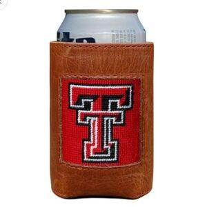 Smathers & Branson Leather Can Holder Coozie with Texas Tech Logo
